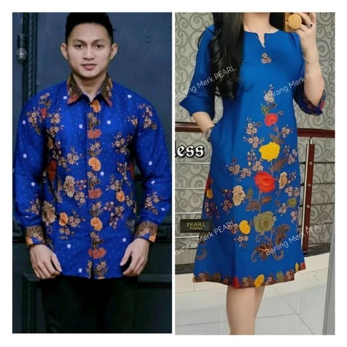 NB Atasan batik couple - dress couple biru