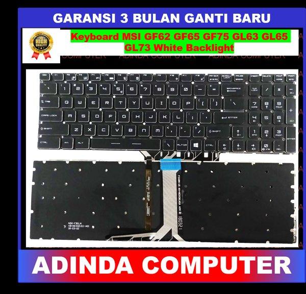 Keyboard MSI GF62 GF65 GF75 GL63 GL65 GL73 GL75 GP63 WHITE Backlight