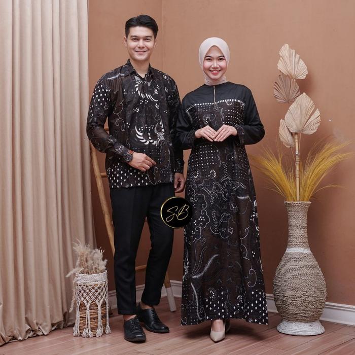 NB Gamis batik couple - gamis batik terbaru - gamis batik kombinasi - batik couple - batik kapelan -
