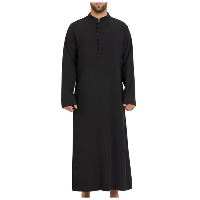 2025 Muslim Clothing Thobe Jubba Mens Robe Male Long Sleeve Saudi Arab Thobe Kaftan Ropa Arabe Islam