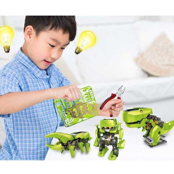 Mainan Robot Dinosaurus 3 in 1 Mobil DIY Tenaga Surya