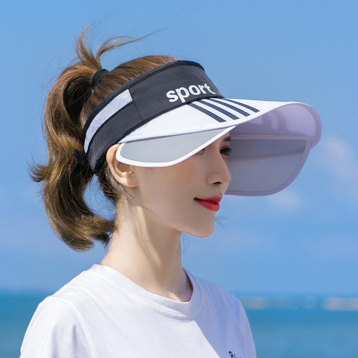 Wide Brim Sun Hats For Women Summer Sun Protection Visor Caps Sport Print Retractable Brim Female Be
