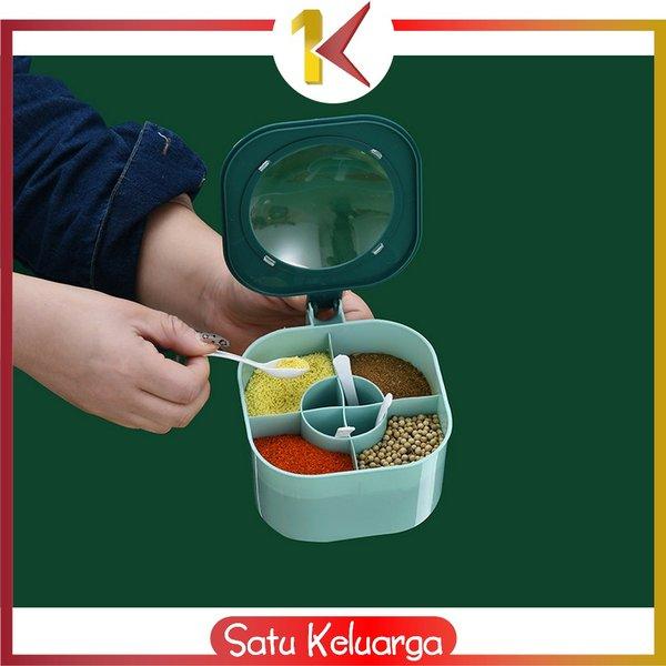 SK-C429 Tempat Bumbu Dapur 4 Sekat Wadah Serbaguna / Tempat Bumbu Kotak Set Portable / Tempat Gula G