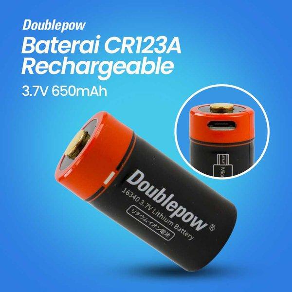 Baterai Cas Charger Li-Ion CR123A 3.7V 650mAh 1 Buah DP34