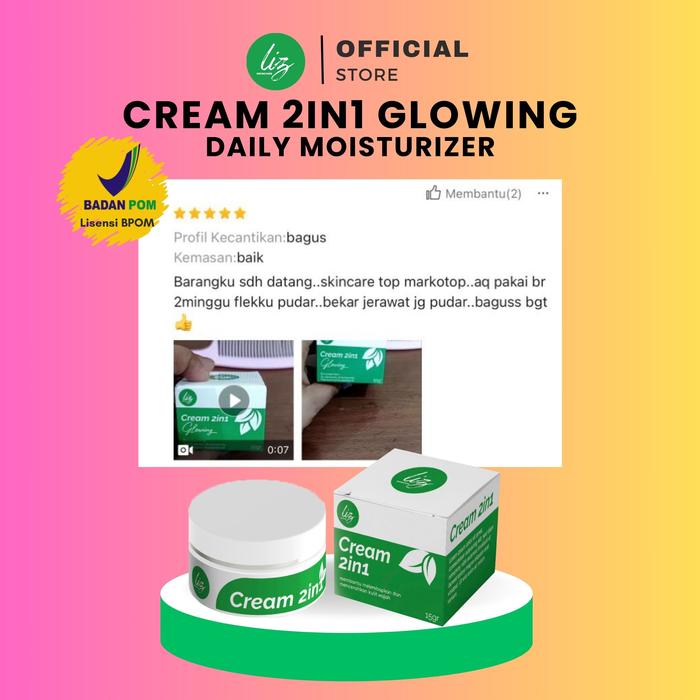 Elzet Skincare Cream 2in1 Glowing Krim Siang Malam Pemutih Kulit Wajah Kusam Beruntusan Flek Hitam M