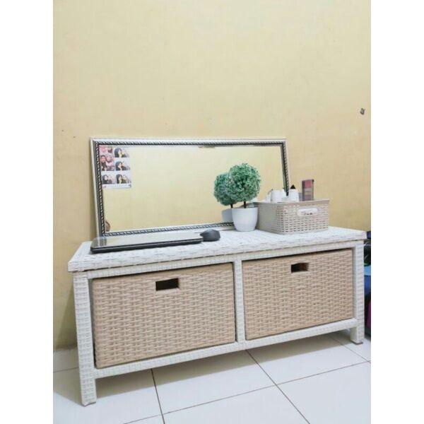 Terlaris Lemari Rotan plastik Meja TV Laci Susun 2 samping buffet serbaguna Bebas pilih warna