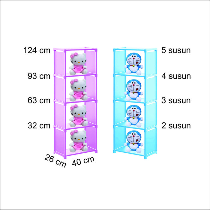 Rak Buku / Rak Helm / Rak Boneka / Rak tas  Susun Multifungsi / Tempat Multiguna Organizer 5 Tingkat