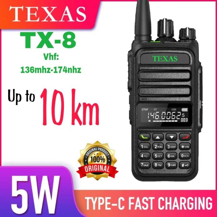 HT TX-8 TEXAS TWO WAY RADIO VHF RANGE JARAK JAUH LAMPU LCD PREMIUM -WALKIE-TALKIE