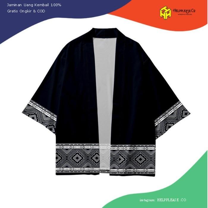 Mm'' Haori Kimono Kardigan Pria Jepang Outerwear Casual Motif Batik