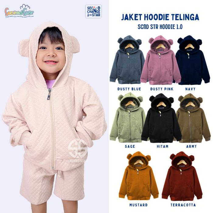 Second Star Jaket Hoodie Zipper Anak Luxebear Series Diamond Knitt Telinga 1-10 Tahun / Premium Matt