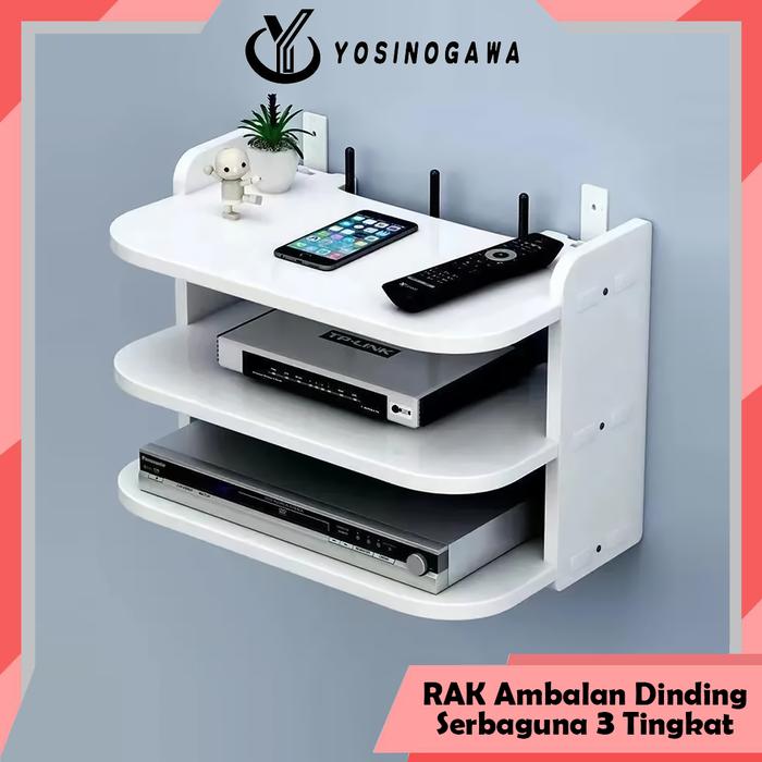 Rak Gantung 3 Susun Modem, Wifi, Router, DVD maupun Set Top Box - Yosinogawa Store