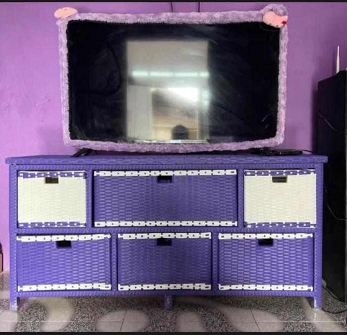 Ready StokLemari Rotan Sintetis 6 Laci Meja TV Rotan Murah