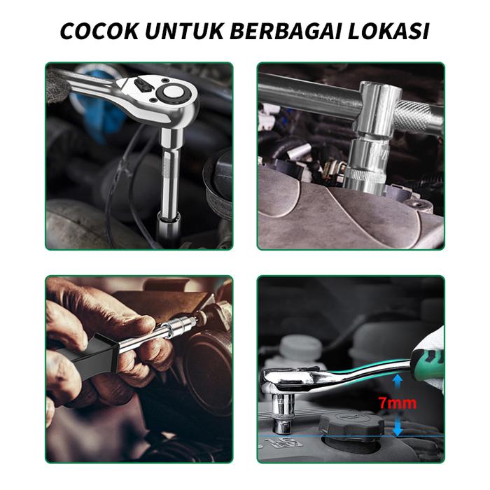 ISKU kunci shock 1 set lengkap box bengkel/kunci sok set lengkap/tool box perkakas bengkel/kunci ben