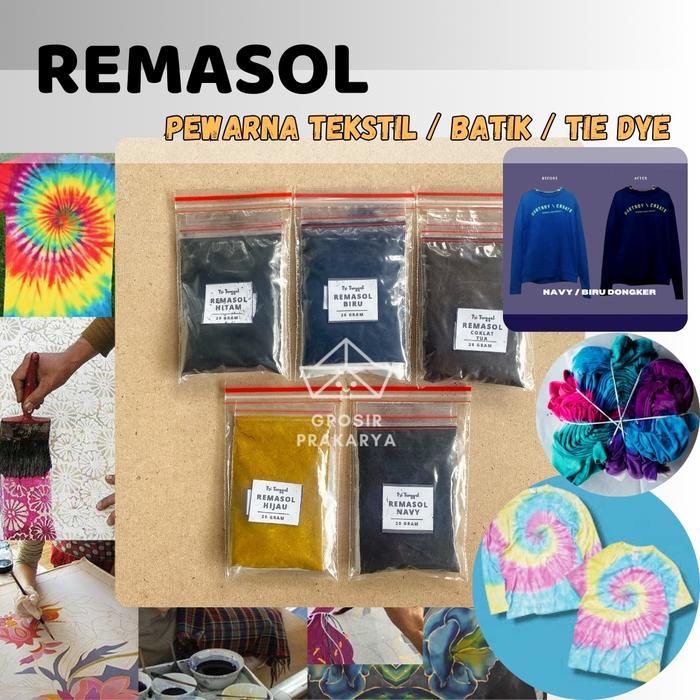 Remasol Pewarna Tekstil Batik Tie Dye Penguat Warna Pekat Jumputan Celup Mewarnai Kain Bubuk Sumbo N