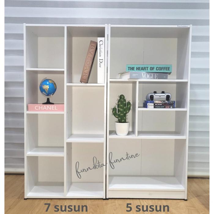 RAK BUKU SERBAGUNA 11 SUSUN PUTIH MINIMALIS / RAK PAJANGAN / PENYEKAT RUANGAN PARCIL
