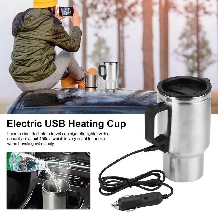 Gelas Insulasi Stainless Steel Pemanas 12V 450ML - NJ88 / Teko Pemanas Air Listrik Di Mobil / Teko P