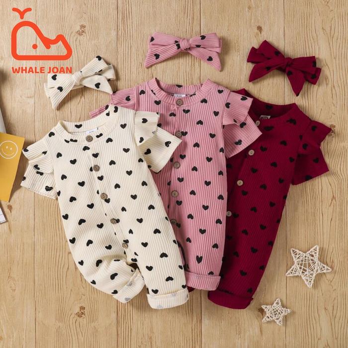 Baju Jumper Bayi Perempuan Baju Baby Newborn Anak Cewek Bodysuit 0-2 Tahun Pink & Putih & Merah Terb