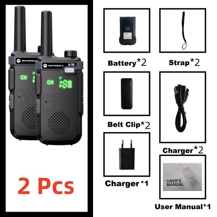 HT Original Motorola A10 Jarak Jauh 10KM / MOTOROLA Handy Talky Radio HT/ 10Watt IP54 9800MaH Antena