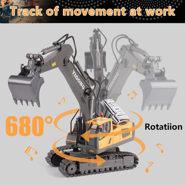 Tatajoy Mainan Excavator Remote Control 11Channel Excavator +Dump Truck Kendaraan Konstruksi Set  2.