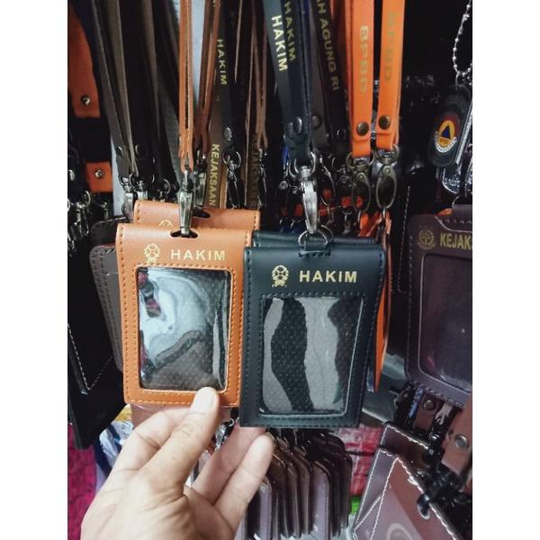 gantungan id card hakim kulit sintetis kalung id card hakim kalung nama hakim