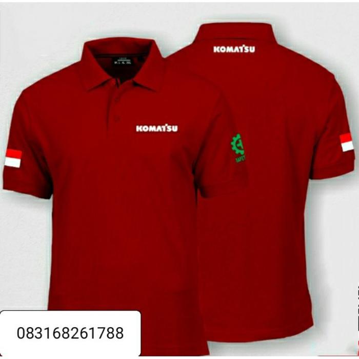 Kaos Komatsu Kaos kerah Komatsu bordir depan belakang