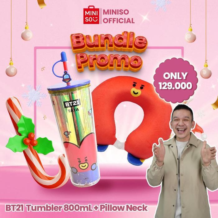 [SPECIAL JORDI ONSU] BT21 Collection Double Wall Plastic Tumbler with Straw (800mL) + BT21 Collectio