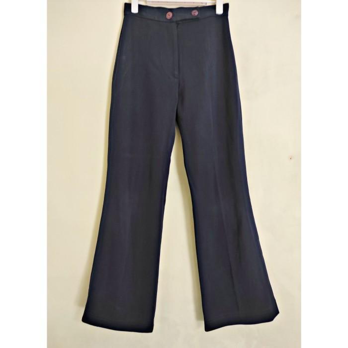 prelove Thrift celana highwaist cutbray navy Korea vintage retro kerja
