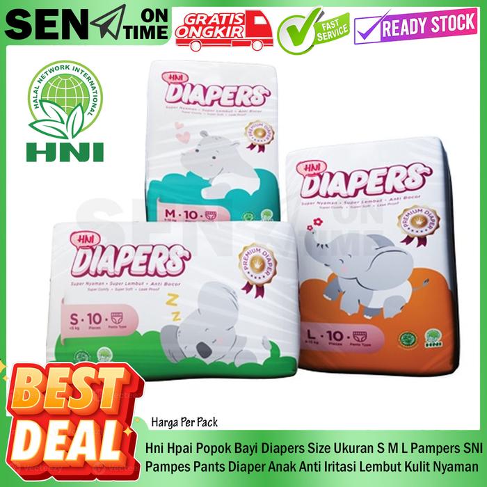 Hni Hpai Popok Bayi Diapers Size Ukuran S M L Pampers Pampes Pants Diaper Anak Anti Iritasi Lembut K
