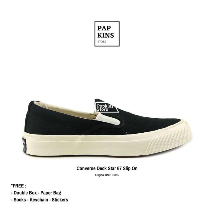 Sepatu Converse - Deck Star Original 100%, Black, Slip On (Best Quality)