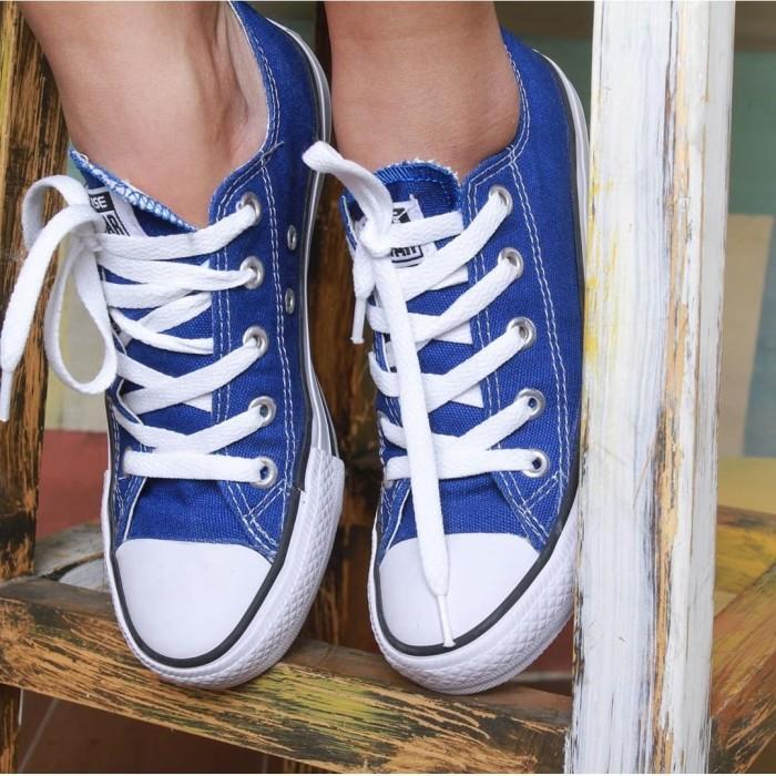Sepatu Converse All Star Original Low Basic Blue Biru Pendek Ori (Best Quality)