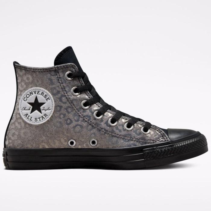 Sepatu Sneakers Wanita Converse Ctas Ox Leopard Glitter Silver 572039C (Best Quality)
