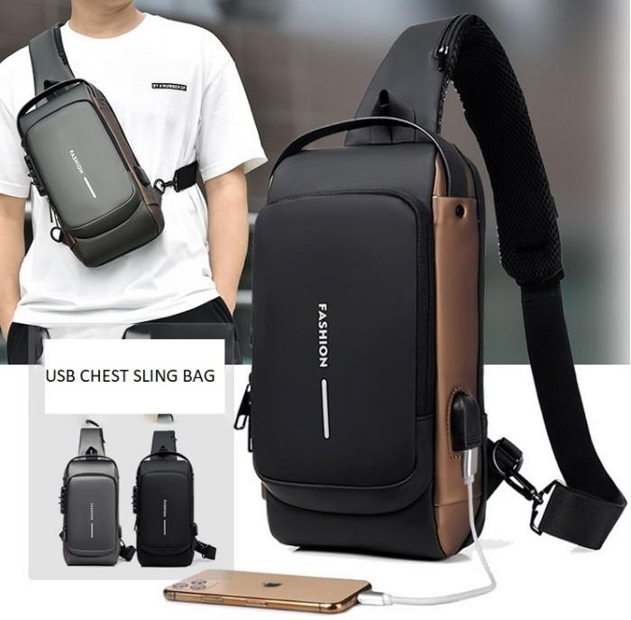 Tas Selempang Pria TS207 Fashion Waterproof Men Chest Sling Bag