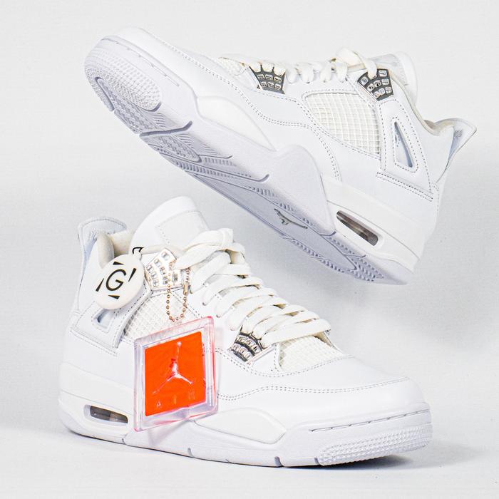 Sepatu Air Jordan 4 Retro Pure Money Allwhite Sneakers Authentic