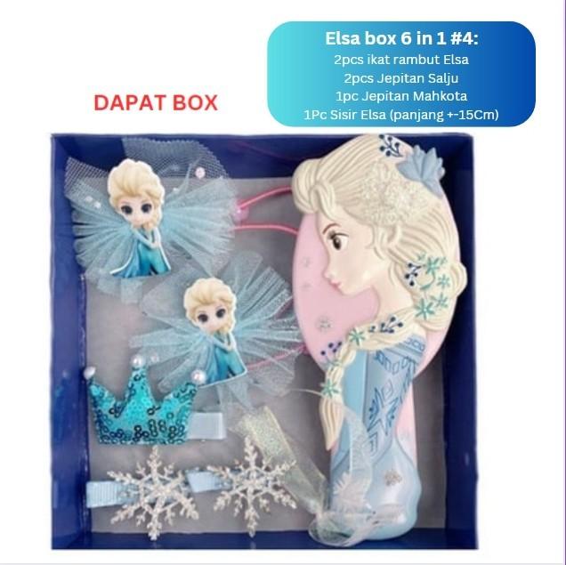 Paket Aksesoris rambut Frozen Elsa anak 6 in 1 sisir rambut frozen