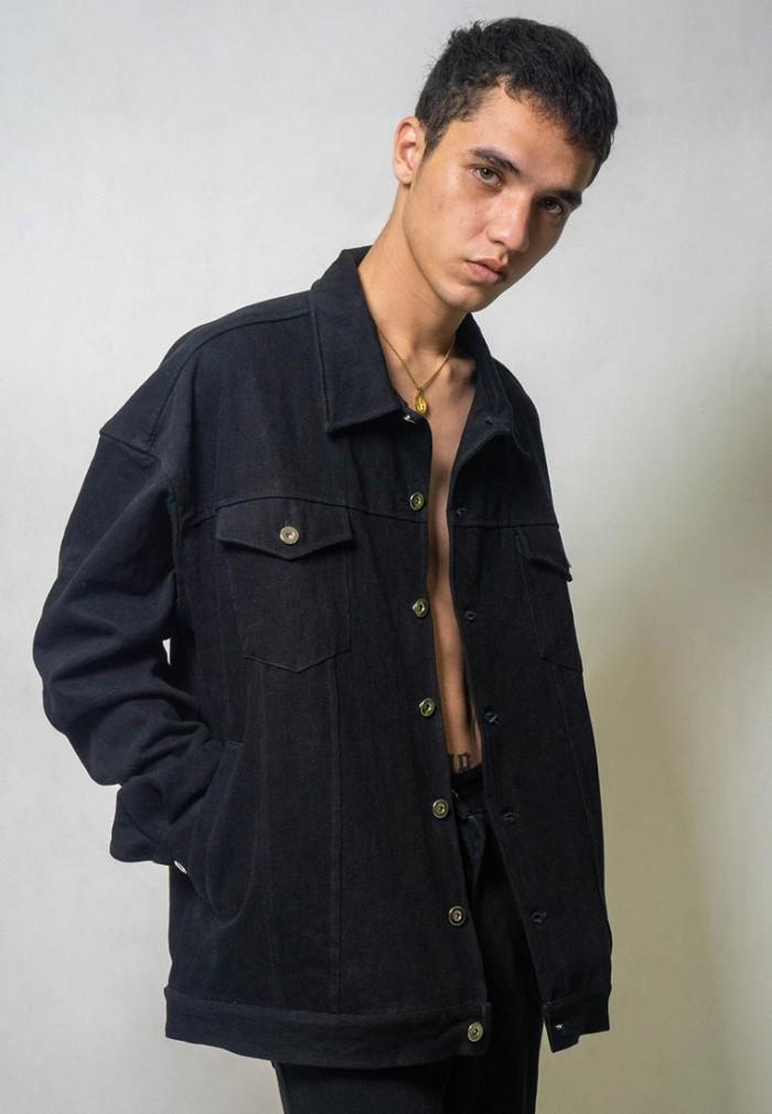 OCWA STORMI OVERSIZED DENIM JACKET WASHED BLACK MAN