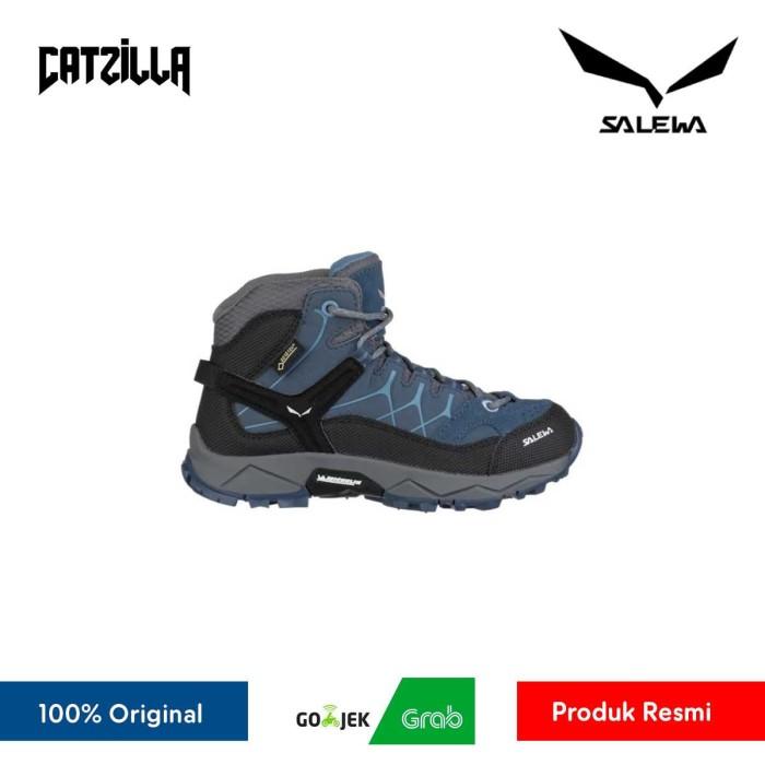 Sepatu Gunung Anak Salewa Jr Alp Trainer Mid Gtx Kids Shoes - Denim Charcoal