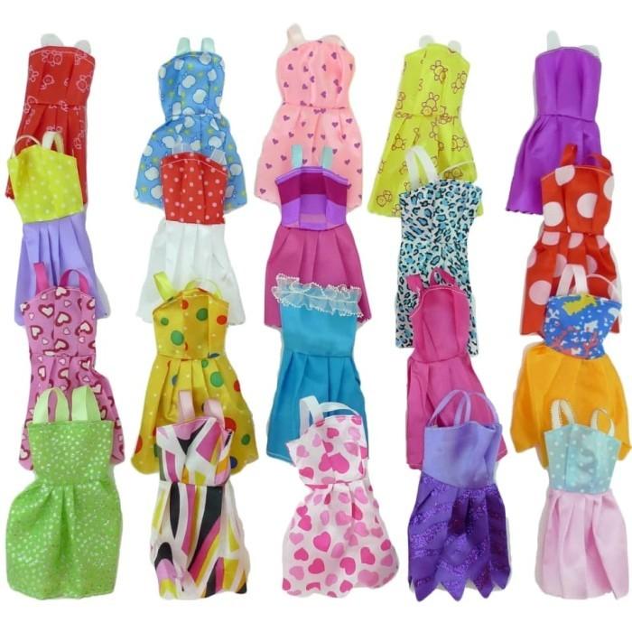 10pcs dress barbie gaun mini barbi baju barbie pakaian barbie mini