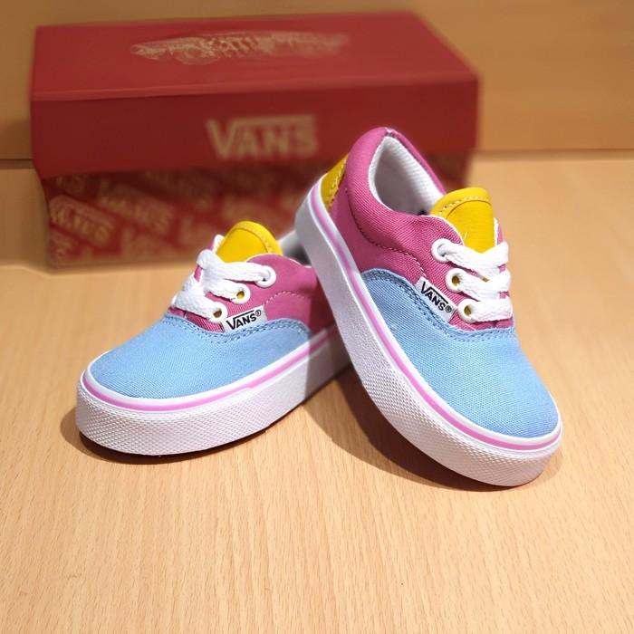 Sepatu Anak Perempuan Cewek Vans Era Authentic Pink Sky Blue(Premium) (Best Quality)