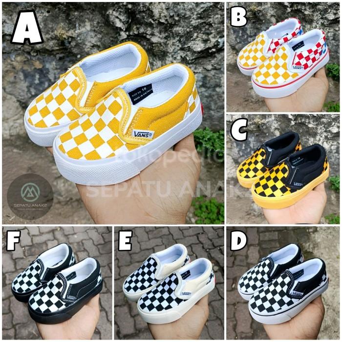Sepatu Anak Laki Perempuan Sepatu Bayi Vans Slip On Catur New(Premium) (Best Quality)