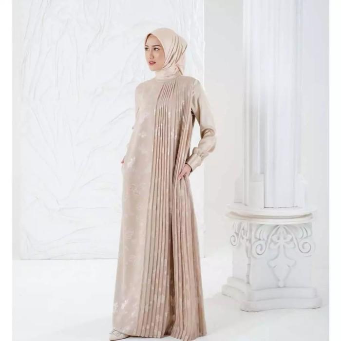 ZOYA Embun Dress Sand - Pakaian Muslim Wanita Baju Dress Gamis Motif Wudhu & Busui Friendly Bahan Pr