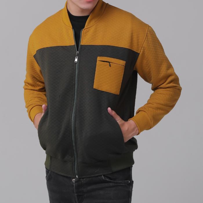 Jaket Comfy Pria /Kain Diamon Lembut Nyaman / Jacket Basebal Setrip Diamond Kain Sweater Slim Fit Co