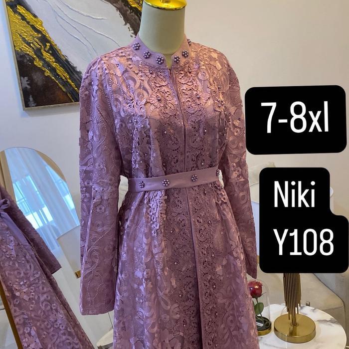 Gamis Niki Brukat Jumbo Y108 Mewah terbaru Bordir Formal Ibu Muslim Nyaman Tile Menyusui Wanita Kaos