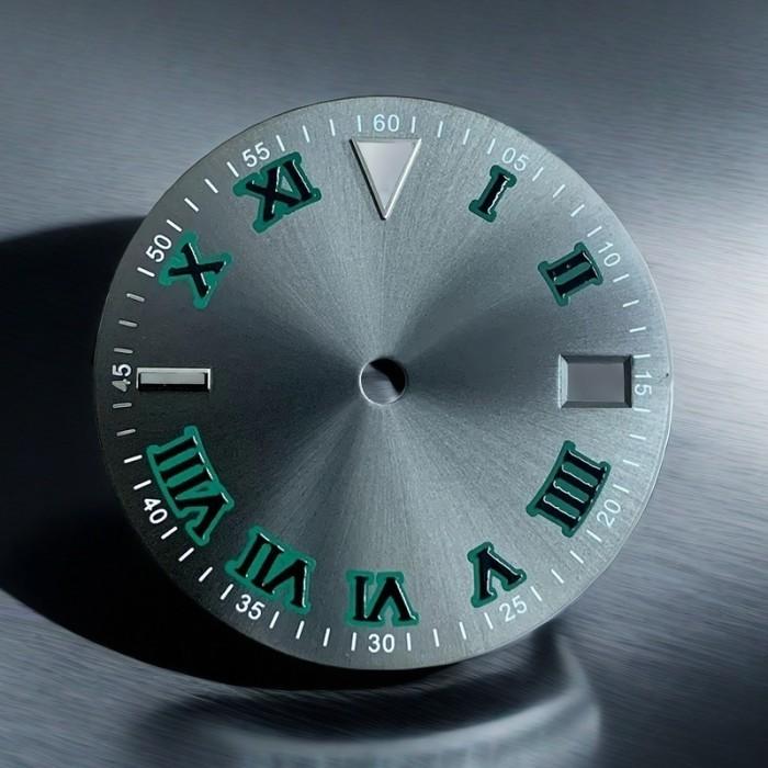 Aksesoris Jam Tangan NH35 Green Roman Dial Face for Seiko Mods NH35 Movement 28.5MM Dial Sterile Dia