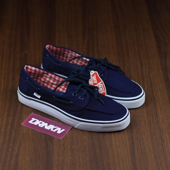 Sepatu Vans Zapato Classic Navy Blue White Flanel - Premium Import (Best Quality)