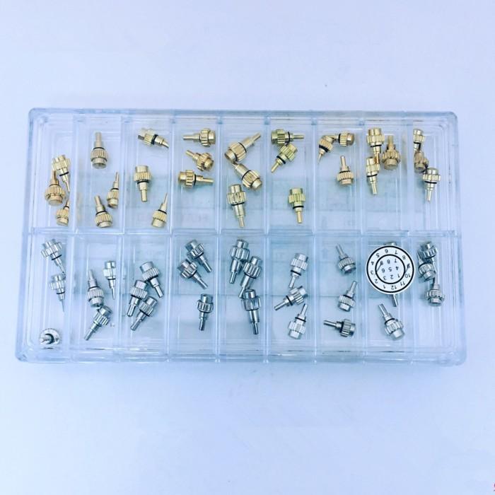 Aksesoris Jam Tangan 54Pcs/Box Replace Stainless Steel Watch Pusher Button Crown Chronograph Button 