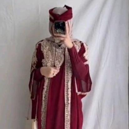 DRESS KAFTAN MAHERA FREE MANSET+BANDANA KAFTAN WANITA TERBARU MAHERA SELENA ANTI NERAWANG ANTI KUSUT