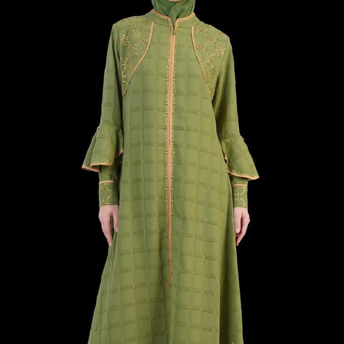 Abaya Hikmat Original A6620 dan Scarf Muslim Gamis Dewasa Kaftan Syari Wanita Dress Panjang - Hitam,