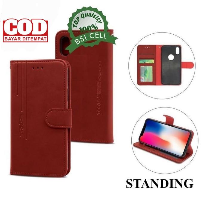 OPPO A7 CPH 1901, A5S CPH 2325, A12 CPH 2083 Flip cover Dompet Kulit Motif TripleX Leather Case/ Sar