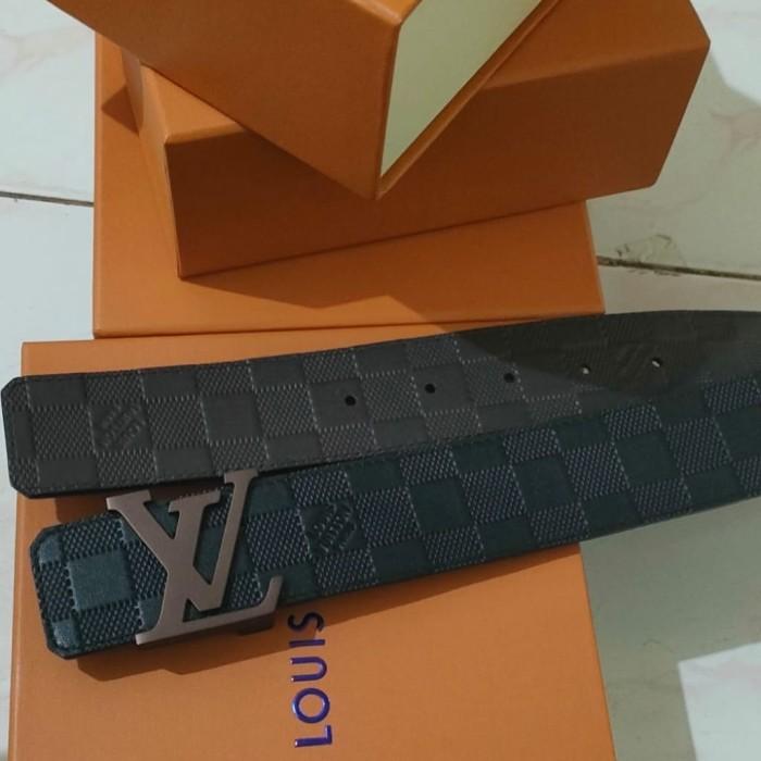 READY STOCK MEN BELT SABUK IKAT PINGGANG PRIA LV0109 BLACK DAMIER REVERSIBEL MIROR