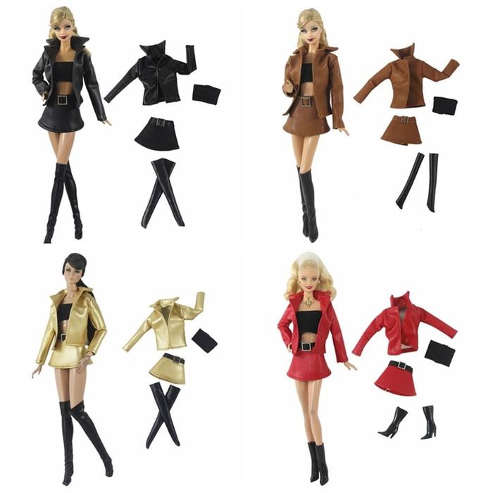 Doll Accessory PU Leather Doll Casual Wear Cool Fashion Jacket Coat Doll Clothes 30cm Slim Cut Doll
